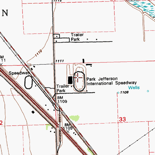 Topographic Map of Park Jefferson Racetrack, SD