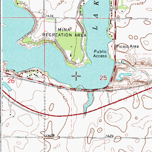 Topographic Map of Lake Parmley, SD