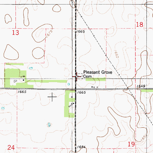 Topographic Map of Pleasant Grove Cemetery, SD