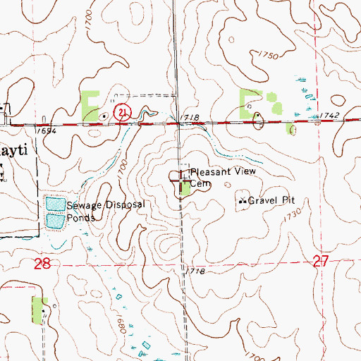 Topographic Map of Pleasant View Cemetery, SD