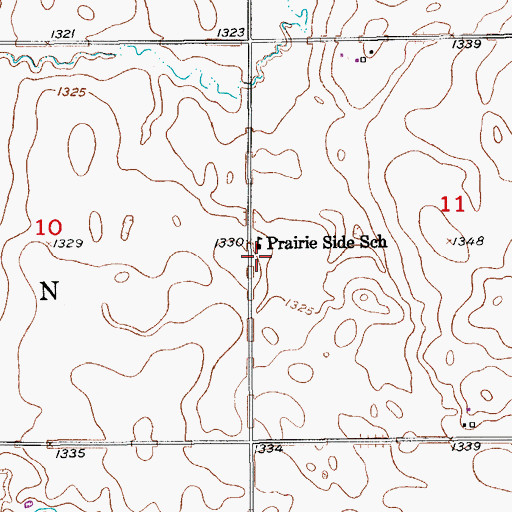 Topographic Map of Prairie Side School, SD