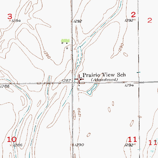 Topographic Map of Prairie View School, SD