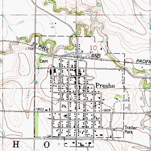 Topographic Map of Presho, SD