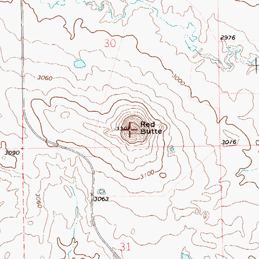 Topographic Map of Red Butte, SD