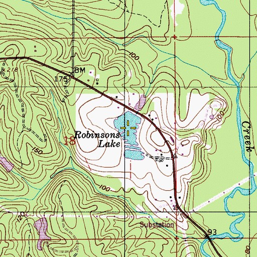 Topographic Map of Robinsons Lake, AL