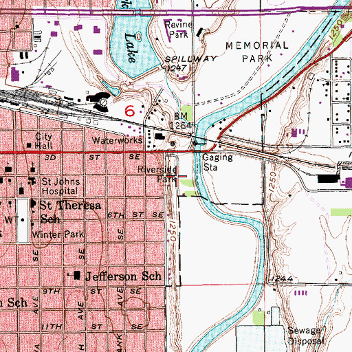 Topographic Map of Riverside Park, SD