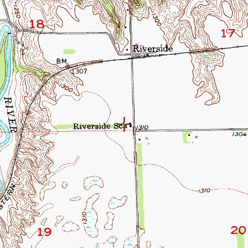 Topographic Map of Riverside School, SD
