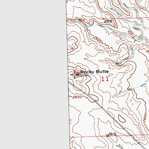 Topographic Map of Rocky Butte, SD
