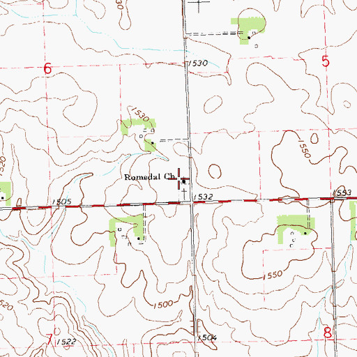 Topographic Map of Romsdal Church, SD