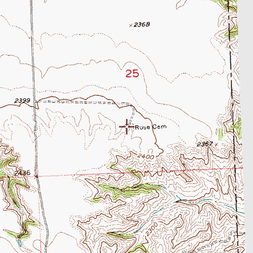 Topographic Map of Rose Cemetery, SD