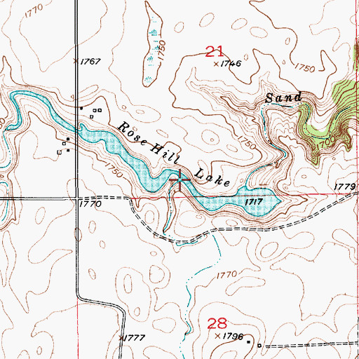 Topographic Map of Rose Hill Lake, SD