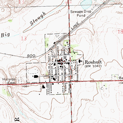 Topographic Map of Rosholt, SD