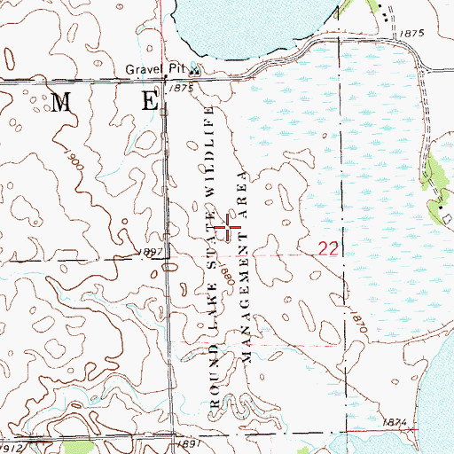 Topographic Map of Round Lake State Wildlife Management Area, SD