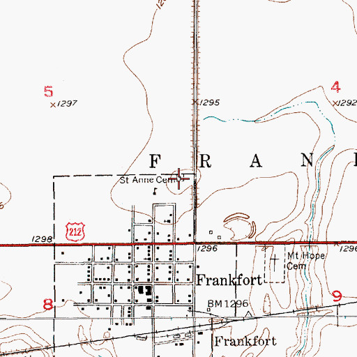 Topographic Map of Saint Anne Cemetery, SD