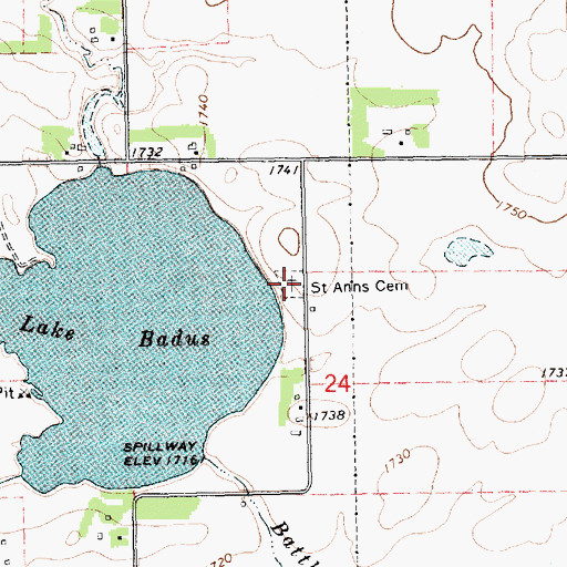 Topographic Map of Saint Ann's Cemetery, SD