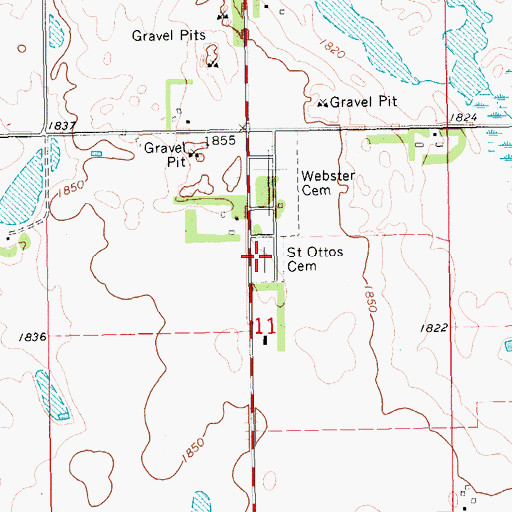 Topographic Map of Saint Otto's Cemetery, SD