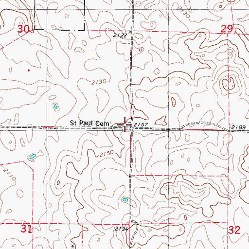 Topographic Map of Saint Paul Cemetery, SD