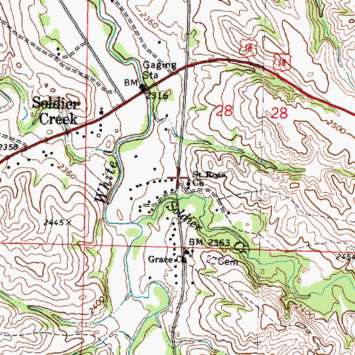 Topographic Map of Saint Rose Church, SD