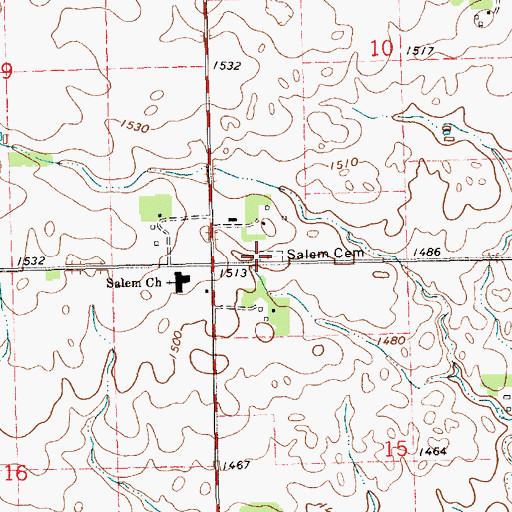 Topographic Map of Salem Cemetery, SD