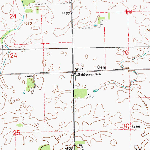 Topographic Map of Schlosser School, SD