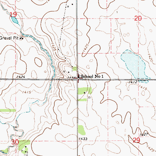 Topographic Map of School Number 1, SD