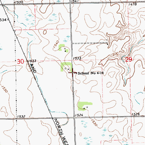 Topographic Map of School Number 4-16, SD