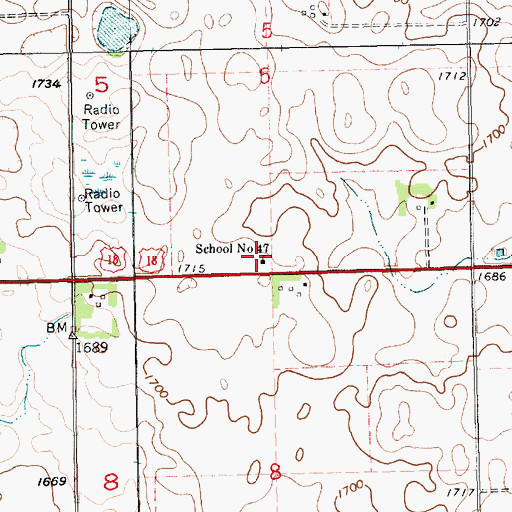 Topographic Map of School Number 47, SD