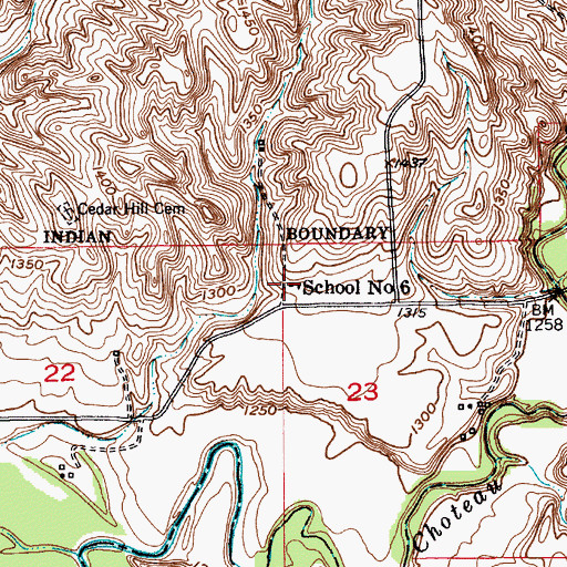 Topographic Map of School Number 6, SD