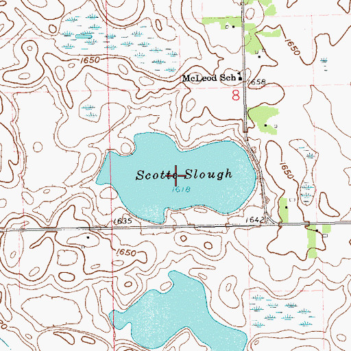 Topographic Map of Scotts Slough, SD