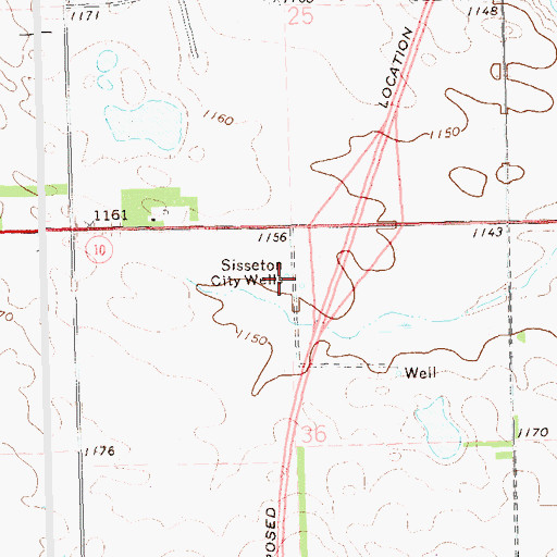 Topographic Map of Sisseton City Wells, SD
