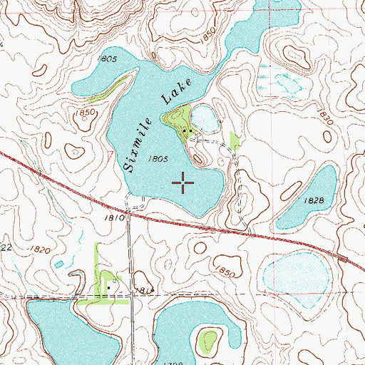 Topographic Map of Sixmile Lake, SD