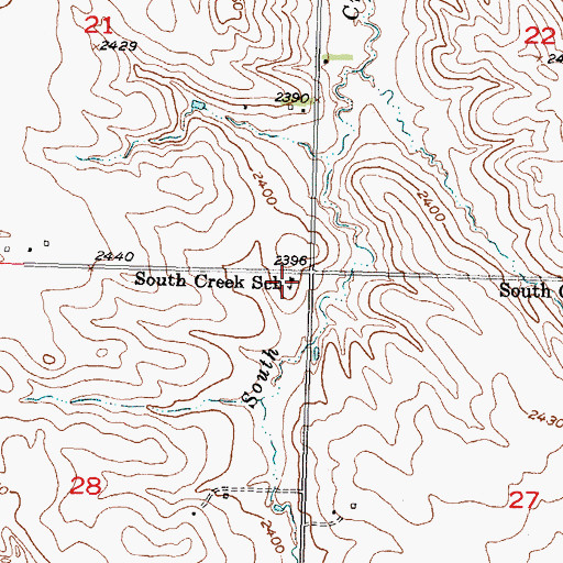 Topographic Map of South Creek School, SD