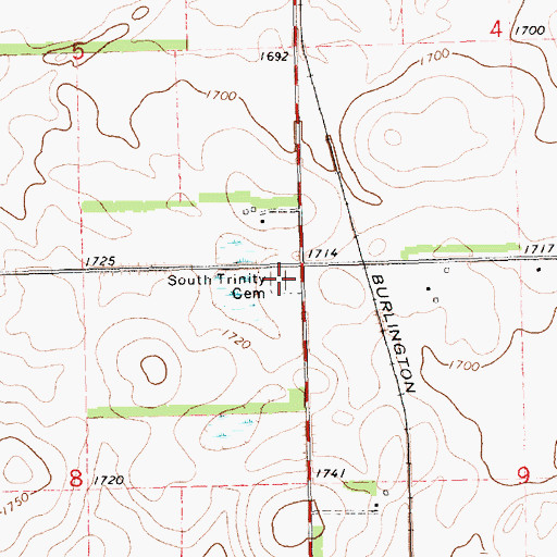 Topographic Map of South Trinity Cemetery, SD