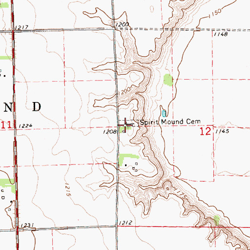 Topographic Map of Spirit Mound Cemetery, SD