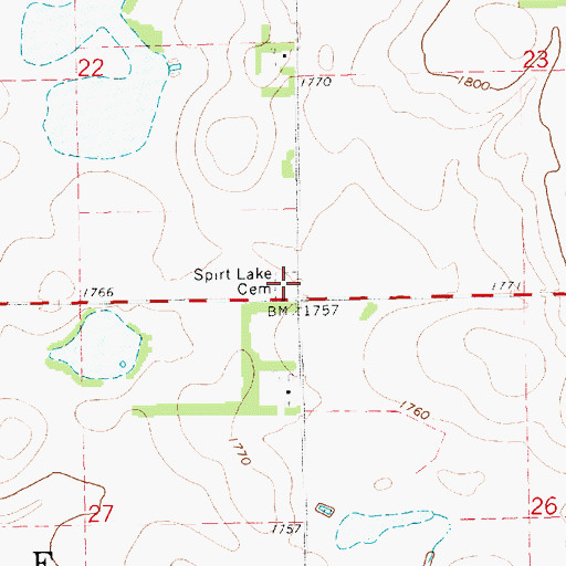 Topographic Map of Spirt Lake Cemetery, SD