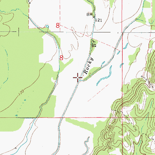 Topographic Map of Rocky Branch, AL