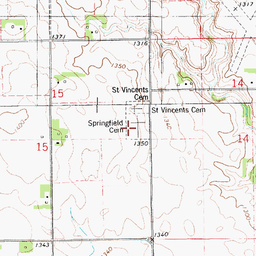Topographic Map of Springfield Cemetery, SD