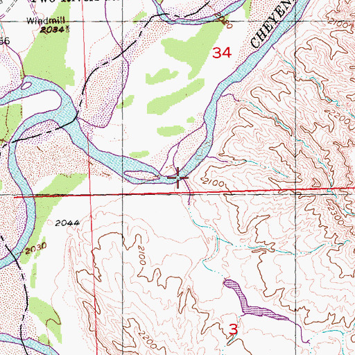 Topographic Map of Cedar Breaks Creek, SD