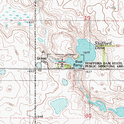 Topographic Map of Stafford Dam State Public Shooting Area, SD