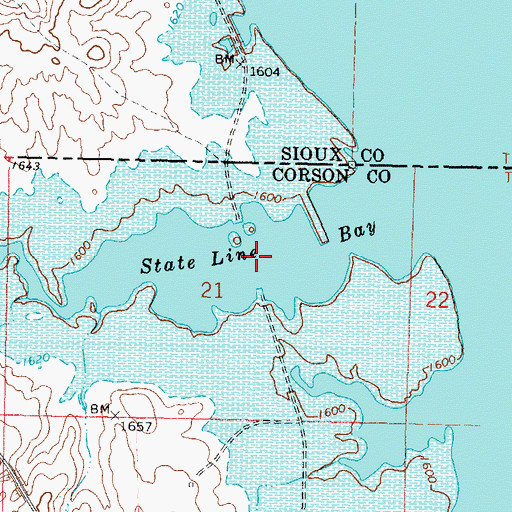 Topographic Map of State Line Bay, SD
