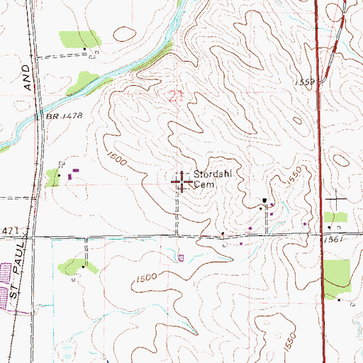 Topographic Map of Stordahl Cemetery, SD