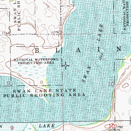 Topographic Map of Swan Lake, SD