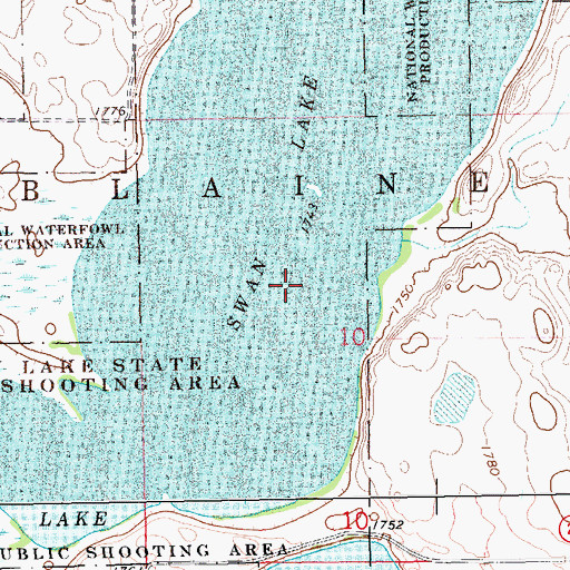 Topographic Map of Swan Lake State Public Shooting Area, SD