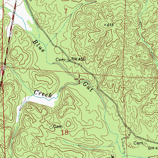 Topographic Map of Rocky Creek, AL