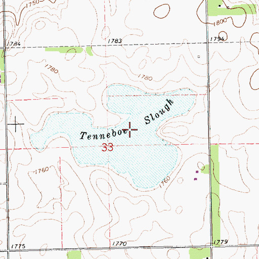 Topographic Map of Tenneboe Slough, SD
