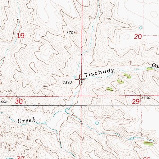 Topographic Map of Tischudy Gulch, SD