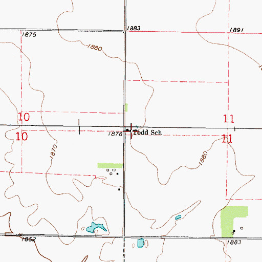 Topographic Map of Todd School, SD