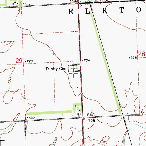 Topographic Map of Trinity Lutheran Cemetery, SD