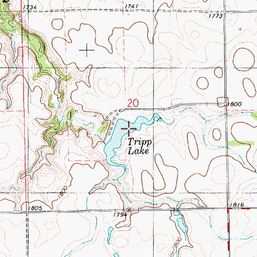Topographic Map of Tripp Lake, SD
