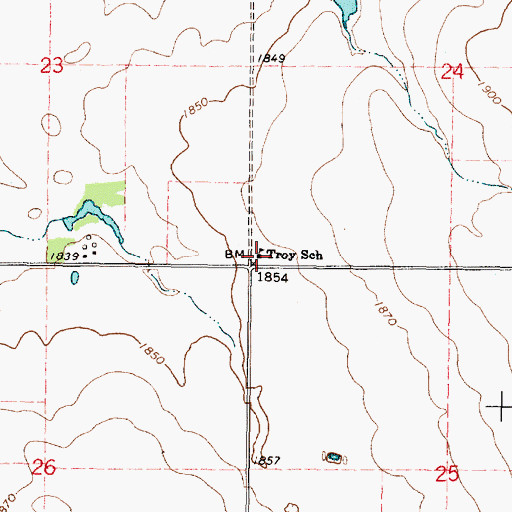 Topographic Map of Troy School, SD
